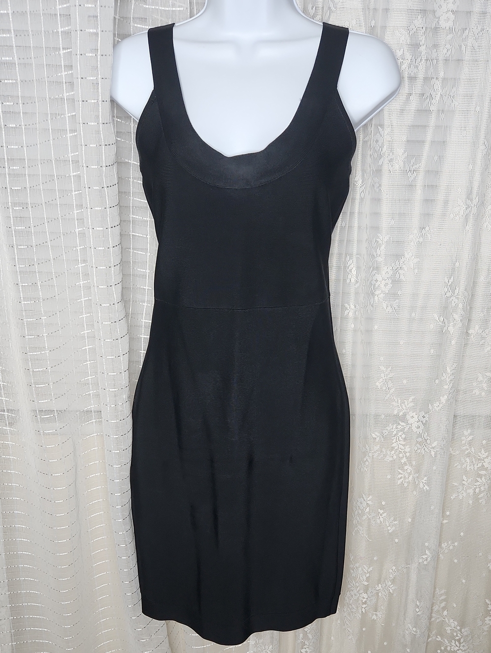 Black BCBGMaxAzria Sexy Dom Y2K Sleeveless Bodycon Bandage Dress SzM
